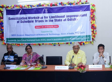 Sri Banamali Sahoo, Chairman, SCDC during Tribal Workshop at FM University, Balasore  