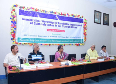 Sri Banamali Sahoo, Chairman, SCDC during Tribal Workshop at FM University, Balasore