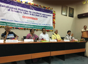 Sri Banamali Sahoo, Chairman, SCDC during Tribal Workshop at FM University, Balasore